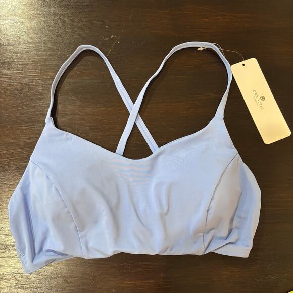 CRZ YOGA Other - CRZ YOGA Ice Blue Strappy Back Butterlux Sports Bra NWT Sz Medium Clean Girl